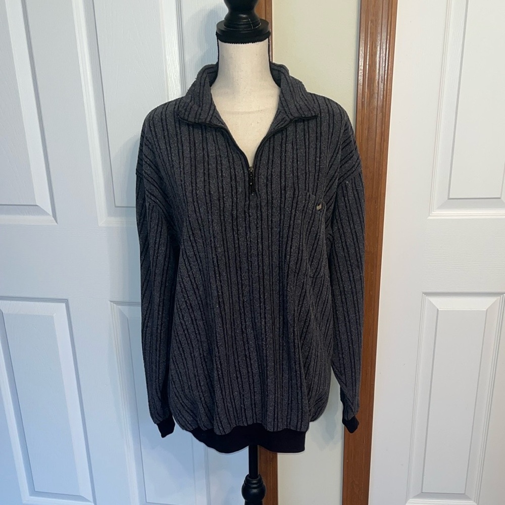 Wentworth Black and Gray Striped Sweater